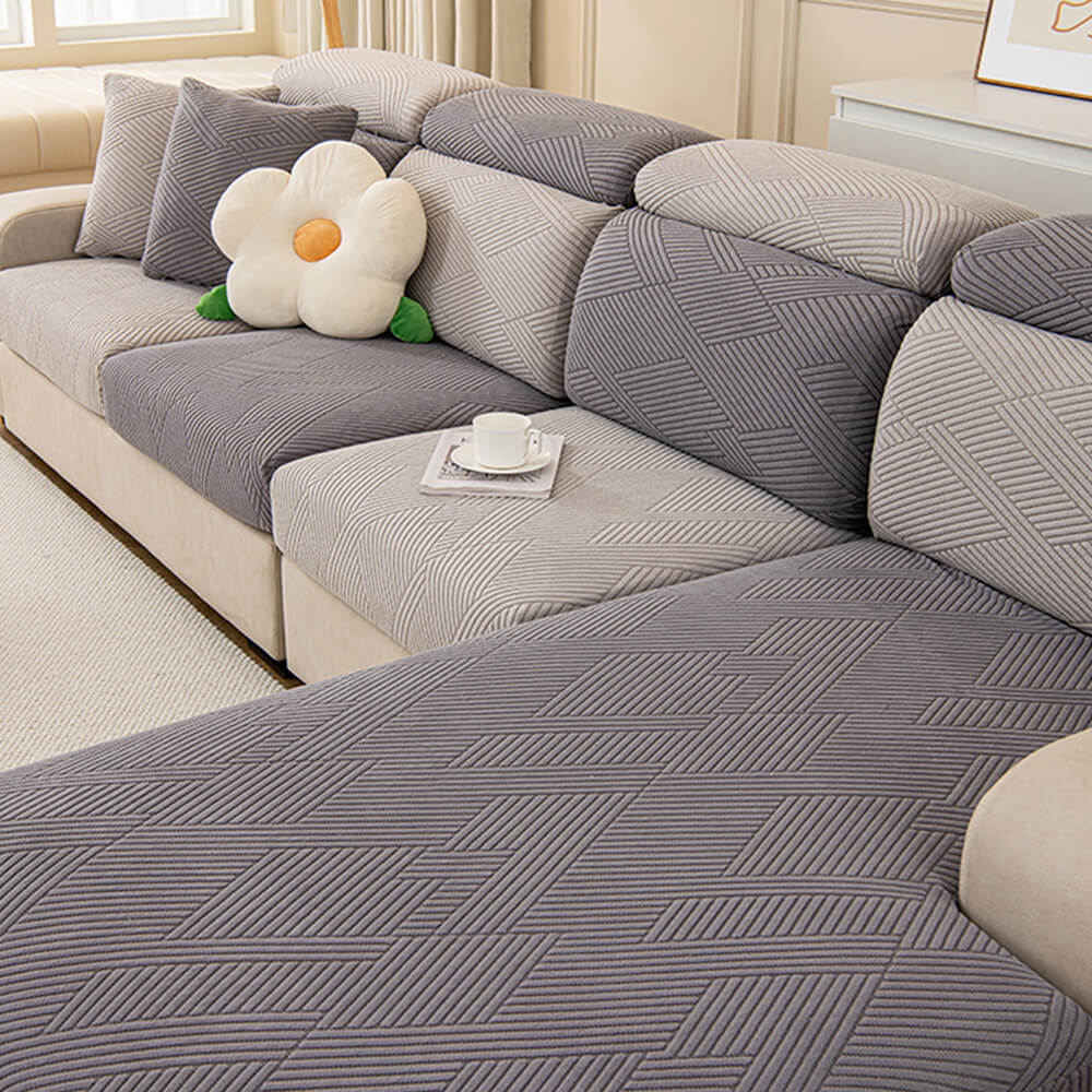 Modern Geometric Stretch Full-Wrap Magic Sectional Durable Couch Cover