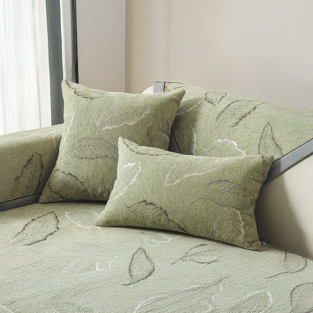 Premium Leaf Texture Chenille Non-Slip Anti-Scratch Deluxe Couch Cover
