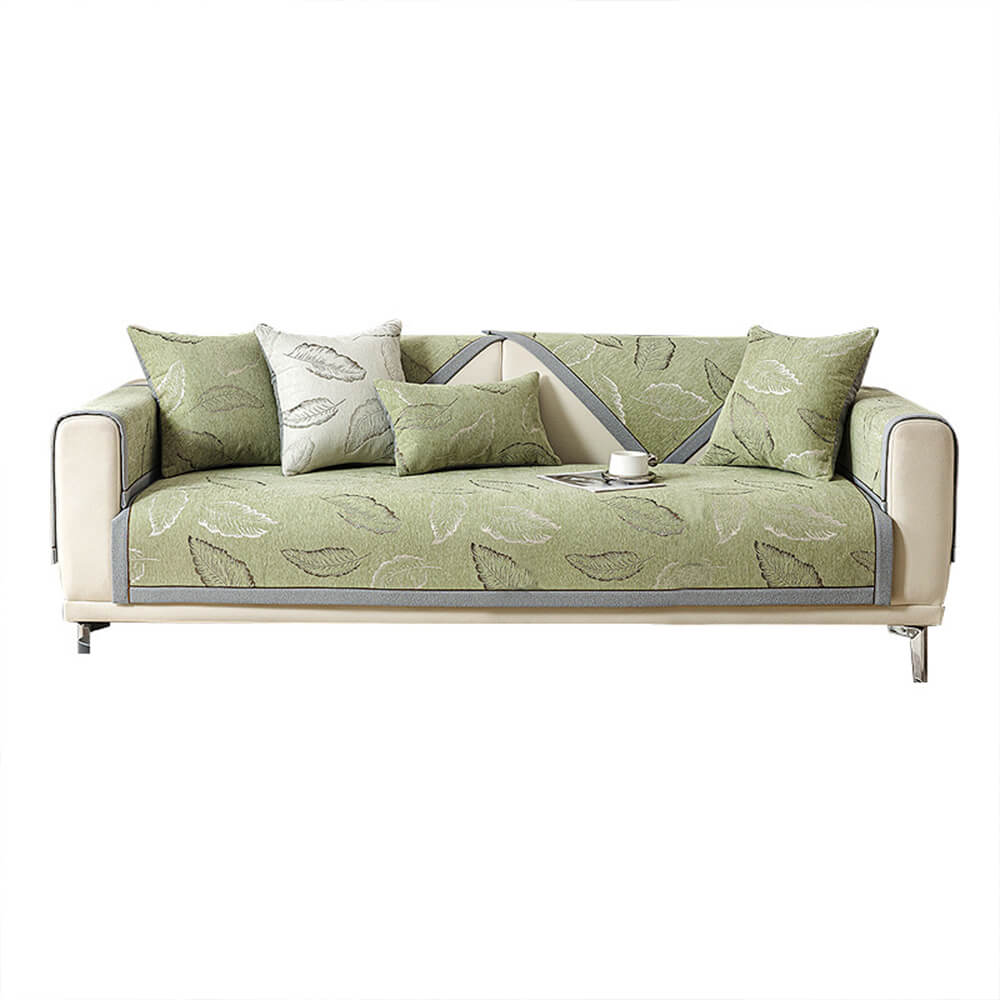 Premium Leaf Texture Chenille Non-Slip Anti-Scratch Deluxe Couch Cover
