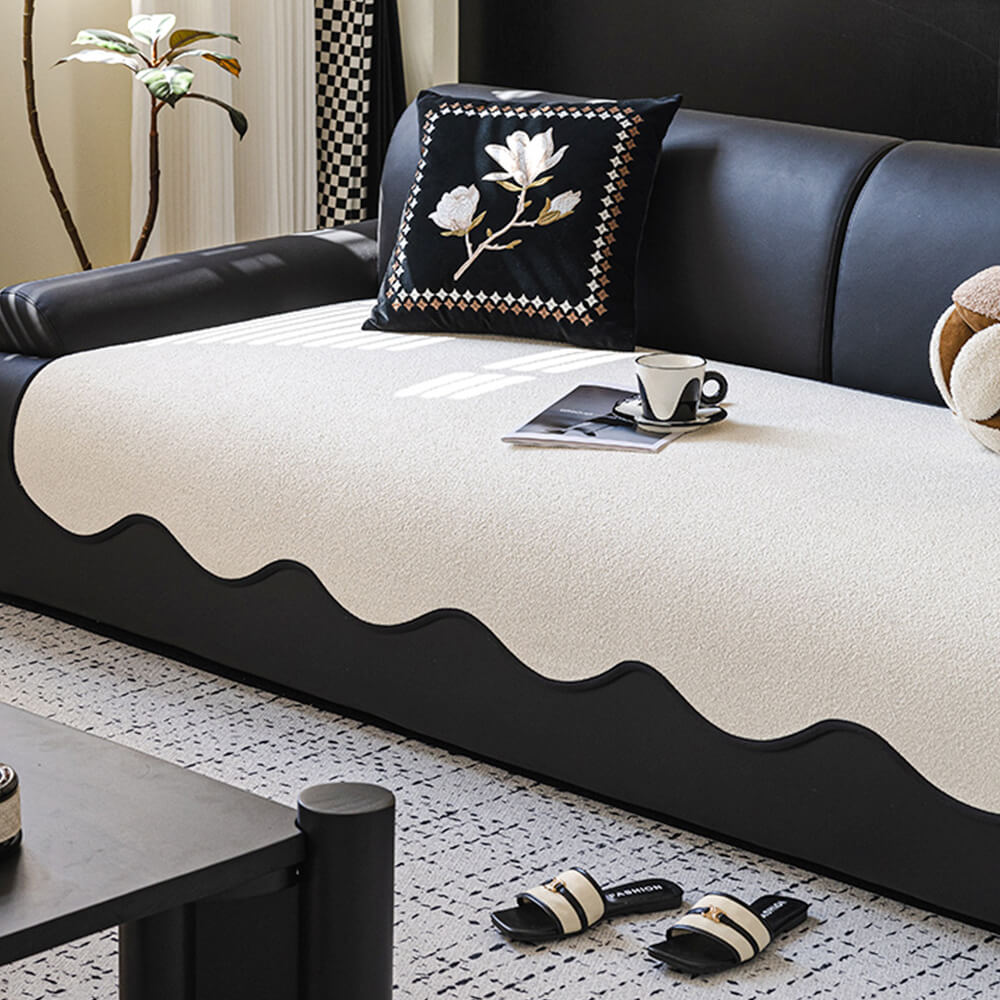 Water-repellent Teddy Fleece Non-Slip Straight Stretch Couch Cover
