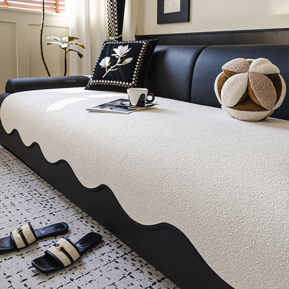 Water-repellent Teddy Fleece Non-Slip Straight Stretch Couch Cover