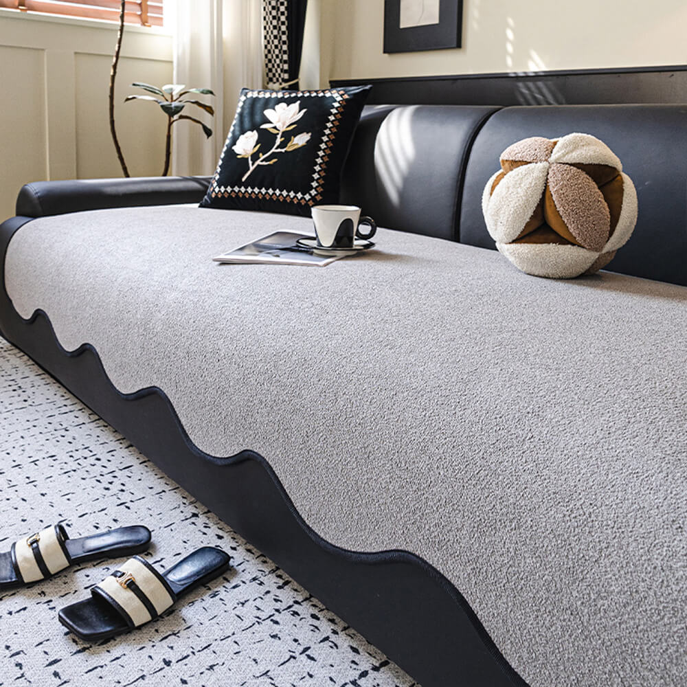 Water-repellent Teddy Fleece Non-Slip Straight Stretch Couch Cover
