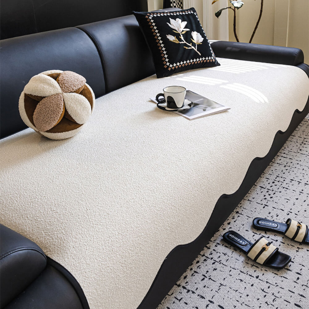 Water-repellent Teddy Fleece Non-Slip Straight Stretch Couch Cover