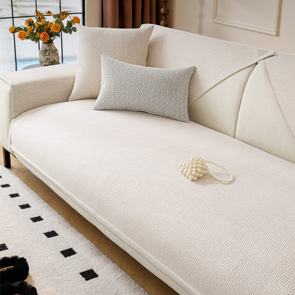Chenille Minimalist Anti-Slip Fabric with Cat Scratch-Resistant Design Comfy Couch Cover