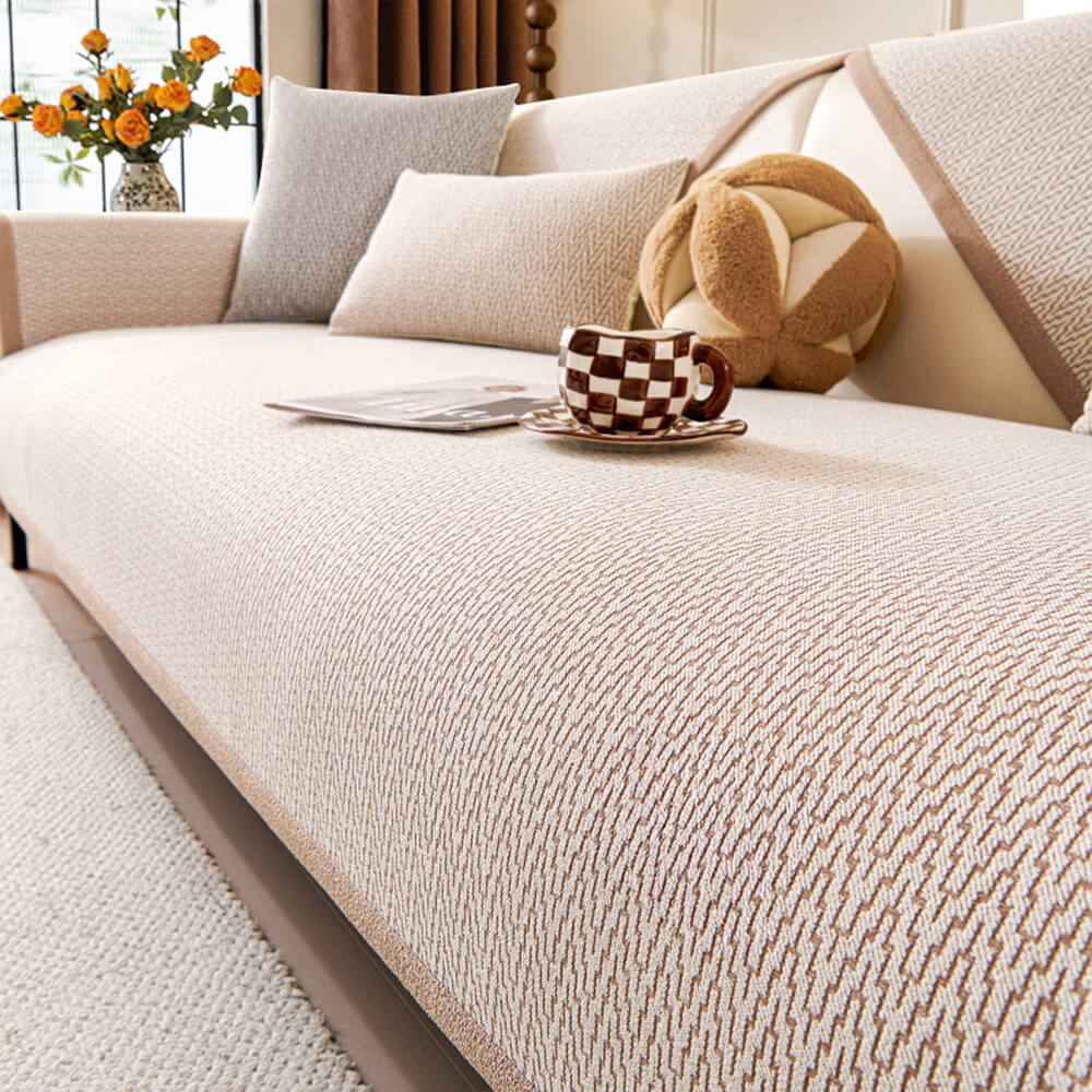 Chenille Minimalist Anti-Slip Fabric with Cat Scratch-Resistant Design Comfy Couch Cover