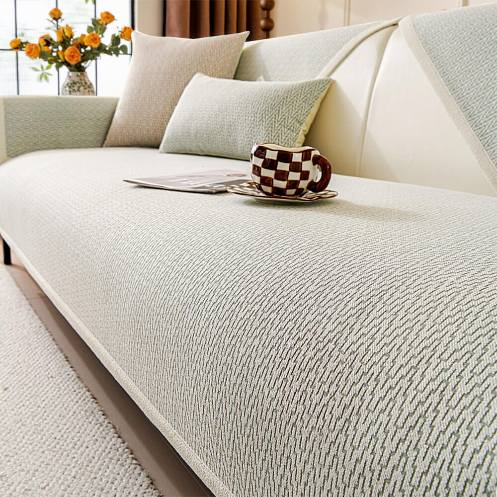 Chenille Minimalist Anti-Slip Fabric with Cat Scratch-Resistant Design Comfy Couch Cover