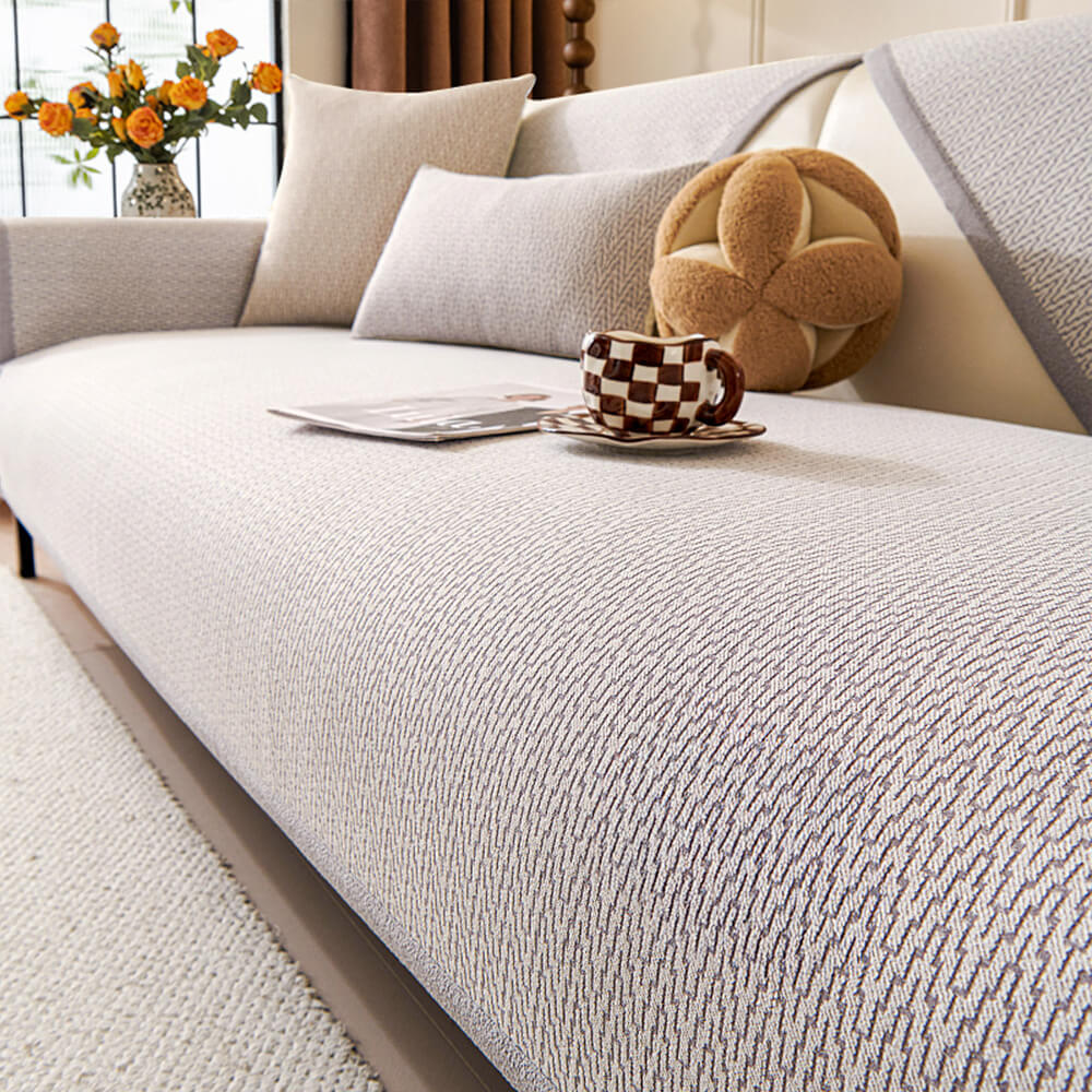 Chenille Minimalist Anti-Slip Fabric with Cat Scratch-Resistant Design Comfy Couch Cover