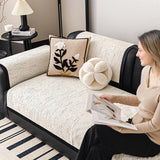 Modern French Striped Chenille Reinforced Couch Cover