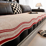 Non-Slip Herringbone Chenille Sleek Couch Cover with Wavy Edges