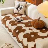 Elegant Floral Chenille Waterproof Couch Cover with Wavy Border