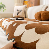 Elegant Floral Chenille Waterproof Couch Cover with Wavy Border