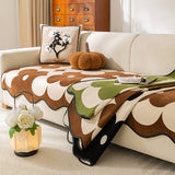 Elegant Floral Chenille Waterproof Couch Cover with Wavy Border