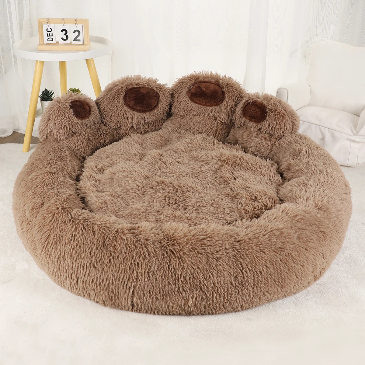 Fluffy Winter Dog Bed Sofa | Plush Round Basket Bed for Small to Large Dogs and Cats