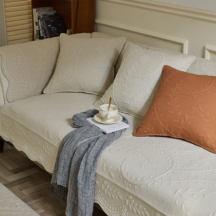 Boho Woven Textured Cotton Breathable Farmhouse Premium Couch Cover
