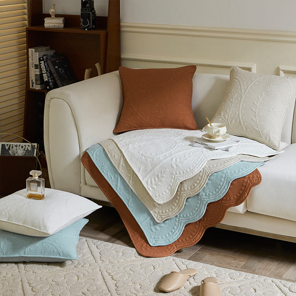 Boho Woven Textured Cotton Breathable Farmhouse Premium Couch Cover