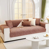 Embossed Geometric Pattern Soft Plush Quilted Non-Slip Luxe Couch Cover