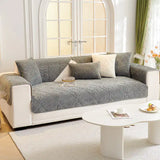 Embossed Geometric Pattern Soft Plush Quilted Non-Slip Luxe Couch Cover