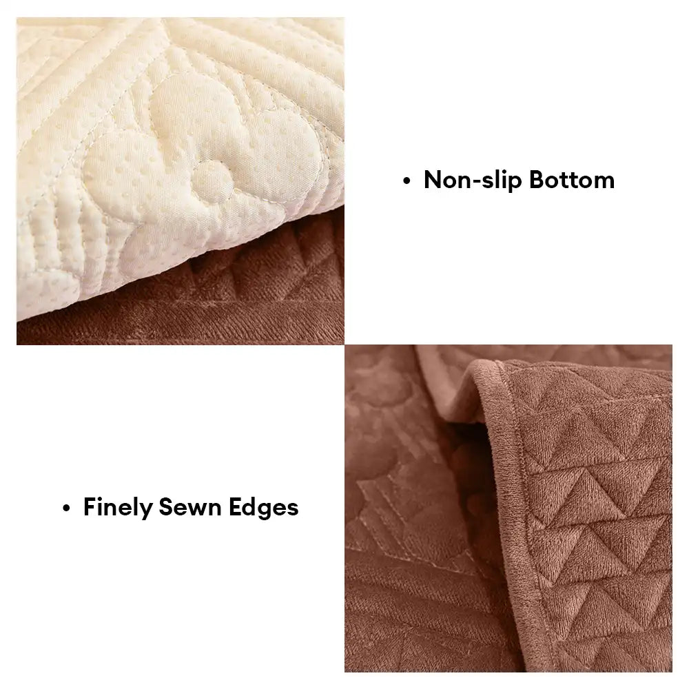 Embossed Geometric Pattern Soft Plush Quilted Non-Slip Luxe Couch Cover