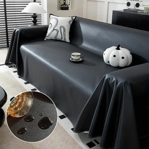 Faux Leather Waterproof Pet Hair-Resistant Sofa Protector Elegant Couch Cover