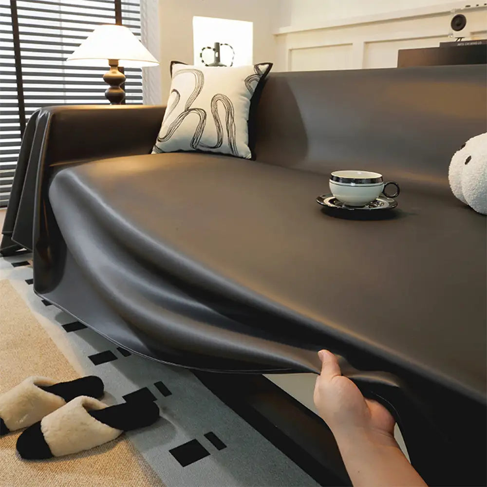 Faux Leather Waterproof Pet Hair-Resistant Sofa Protector Elegant Couch Cover