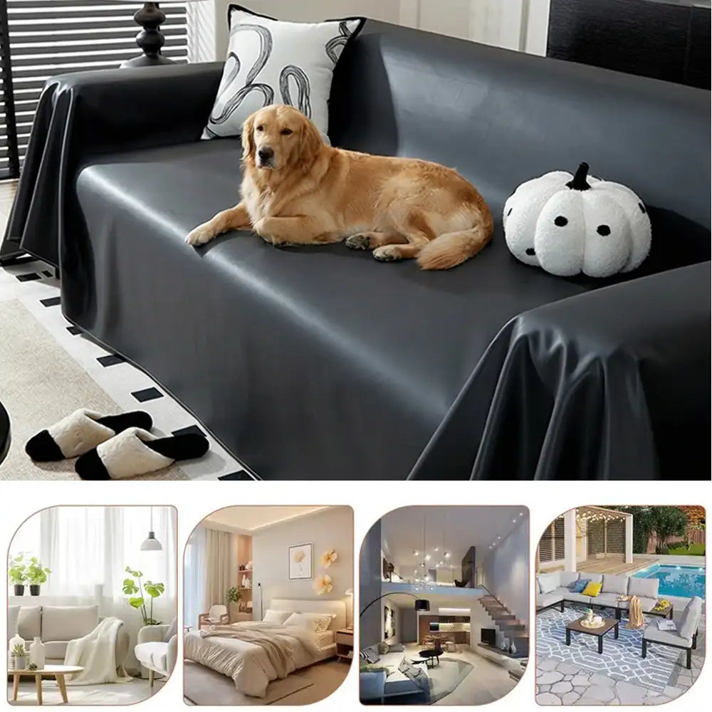 Faux Leather Waterproof Pet Hair-Resistant Sofa Protector Elegant Couch Cover