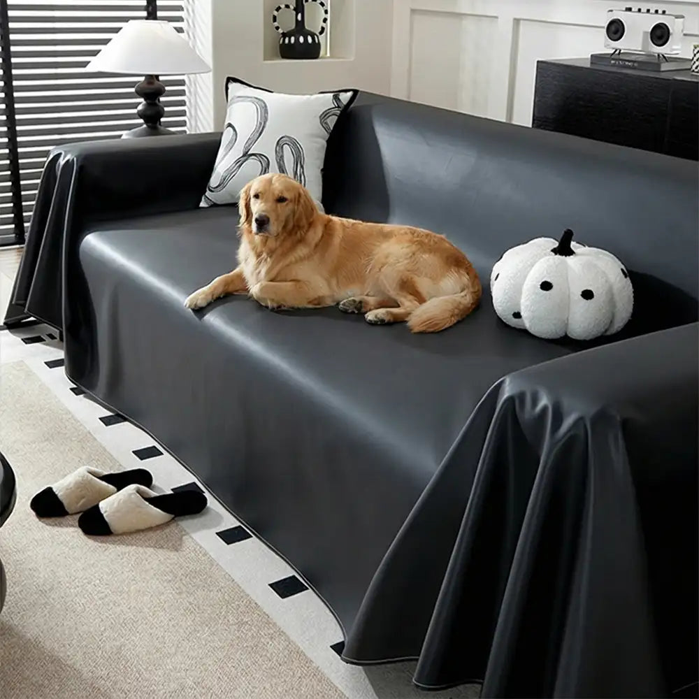 Faux Leather Waterproof Pet Hair-Resistant Sofa Protector Elegant Couch Cover