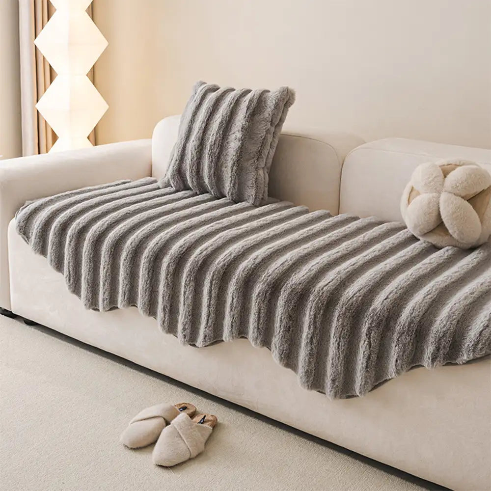 Fluffy Comfort Plush Furniture Protection Decorative Ultra-Soft Couch Cover