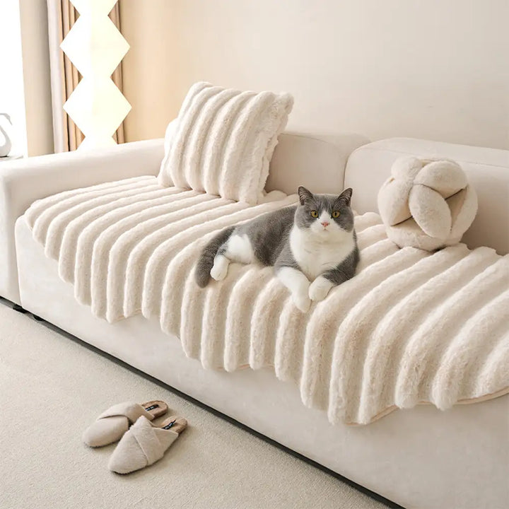 Fluffy Comfort Plush Furniture Protection Decorative Ultra-Soft Couch Cover