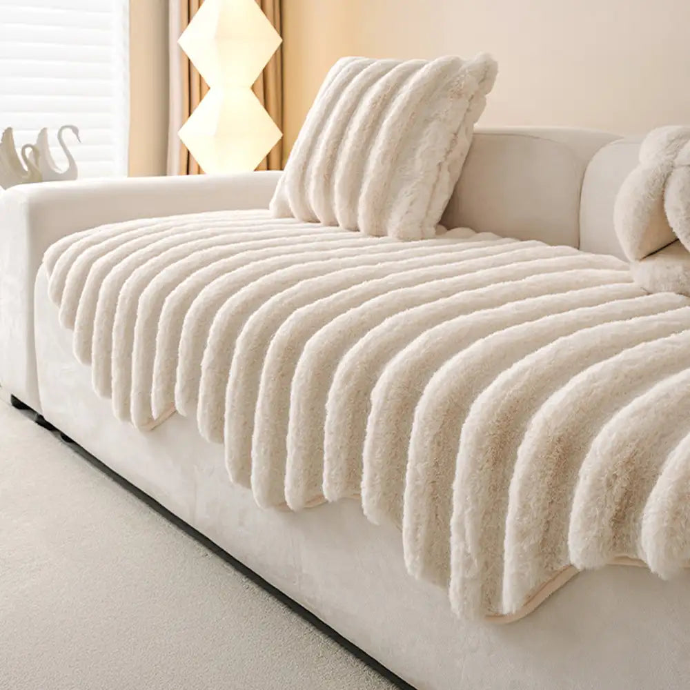 Fluffy Comfort Plush Furniture Protection Decorative Ultra-Soft Couch Cover