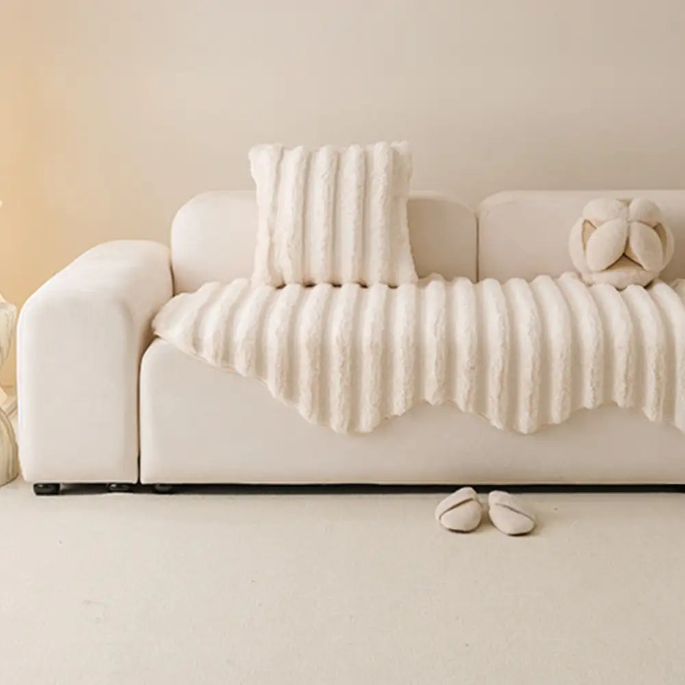 Fluffy Comfort Plush Furniture Protection Decorative Ultra-Soft Couch Cover