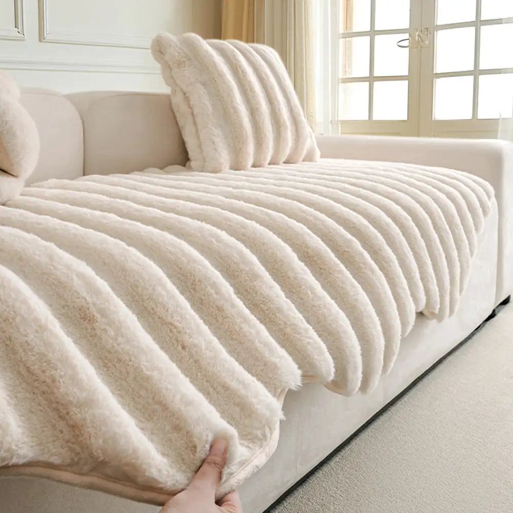 Fluffy Comfort Plush Furniture Protection Decorative Ultra-Soft Couch Cover