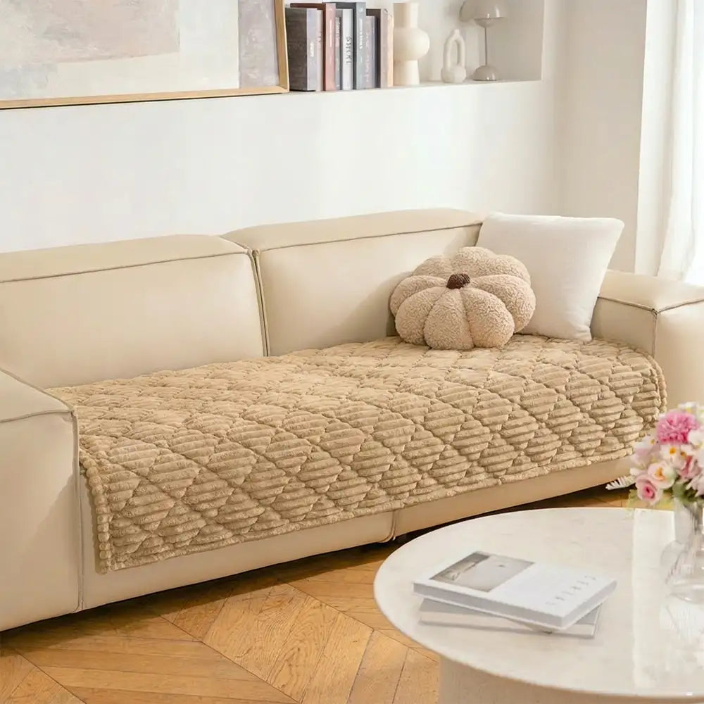 Fluffy Fuzzy Pet-Friendly Sofa Protector One-Piece Washable Snug Couch Cover Pet Mat