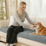 Fluffy Fuzzy Pet-Friendly Sofa Protector One-Piece Washable Snug Couch Cover Pet Mat