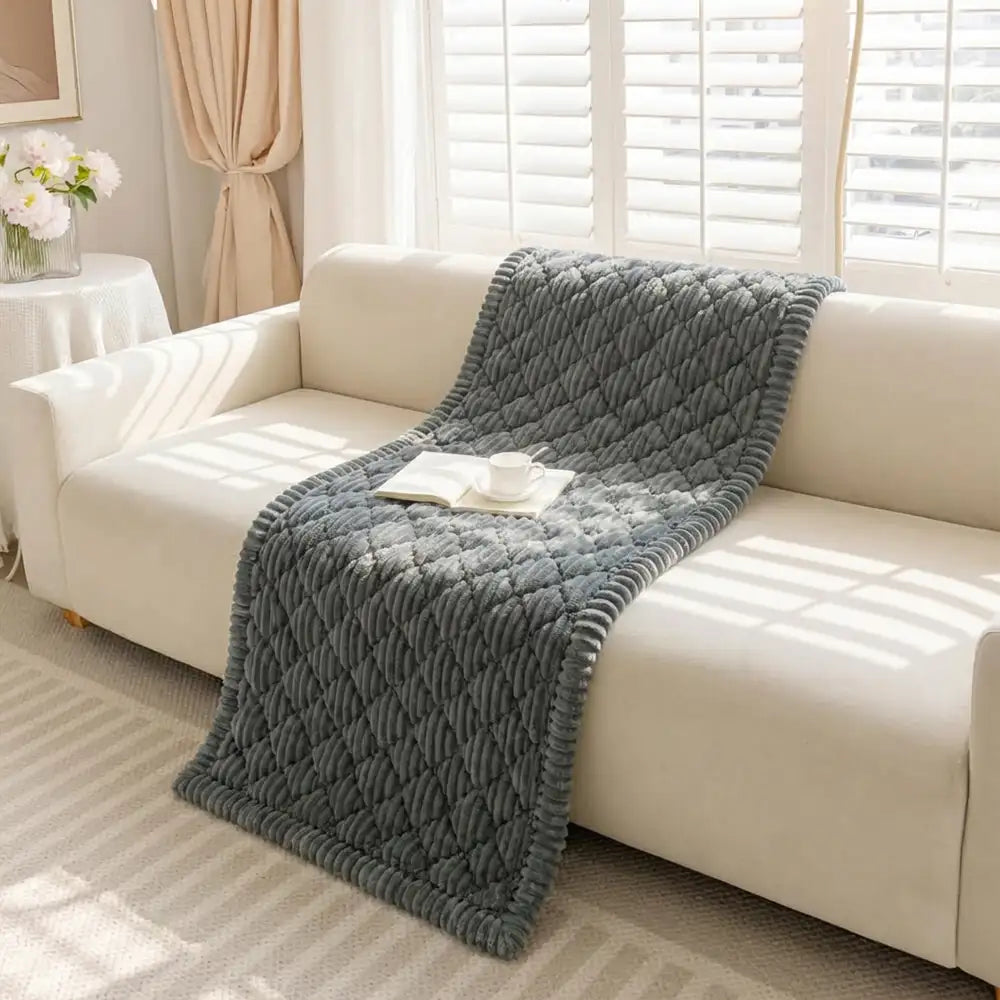 Fluffy Fuzzy Pet-Friendly Sofa Protector One-Piece Washable Snug Couch Cover Pet Mat