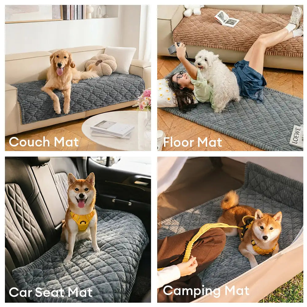 Fluffy Fuzzy Pet-Friendly Sofa Protector One-Piece Washable Snug Couch Cover Pet Mat