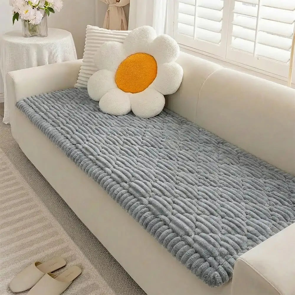 Fluffy Fuzzy Pet-Friendly Sofa Protector One-Piece Washable Snug Couch Cover Pet Mat
