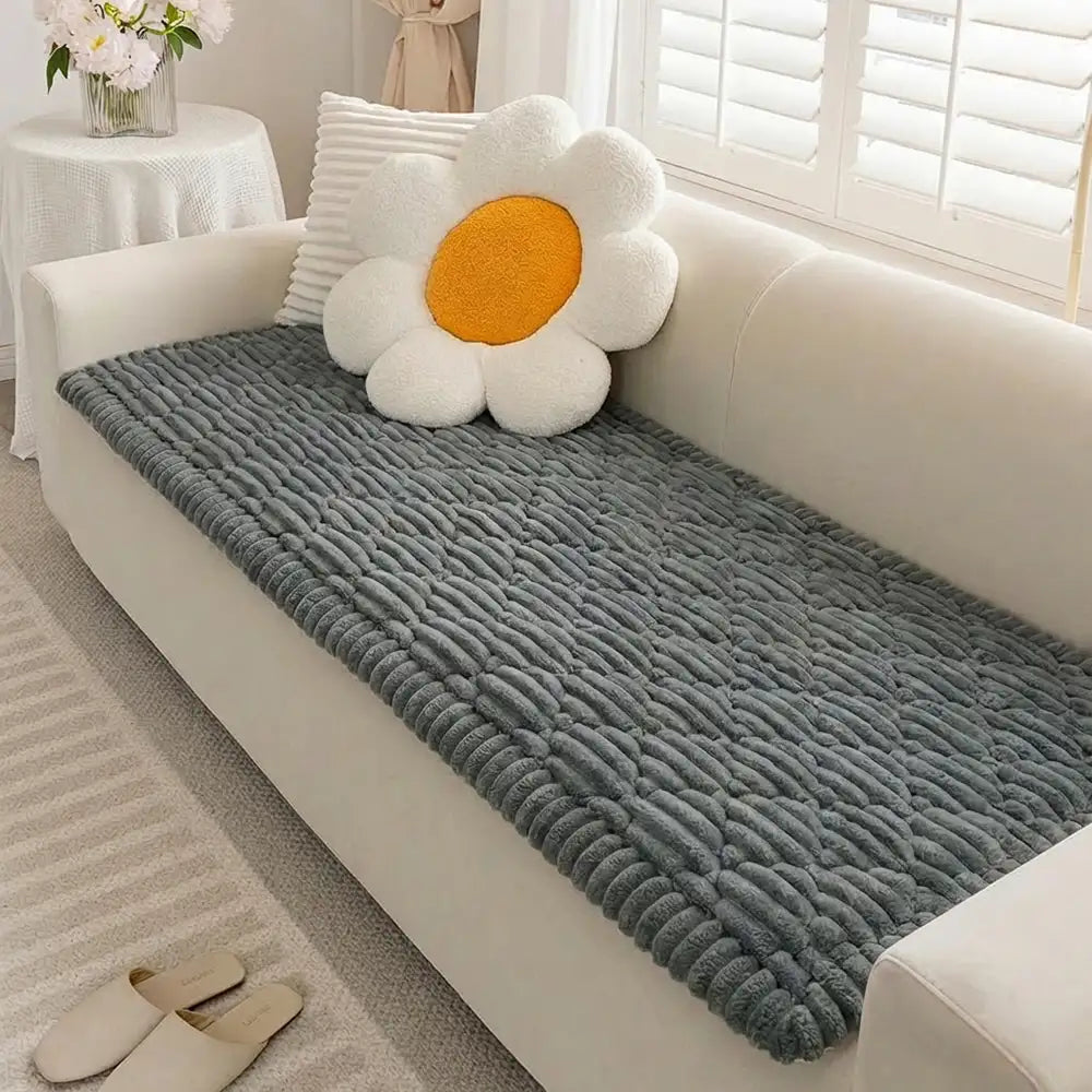 Fluffy Fuzzy Pet-Friendly Sofa Protector One-Piece Washable Snug Couch Cover Pet Mat