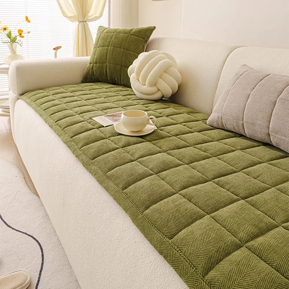 Herringbone Chenille Elegant Breathable Sofa Decoration One-Piece Non-slip Reinforced Couch Cover