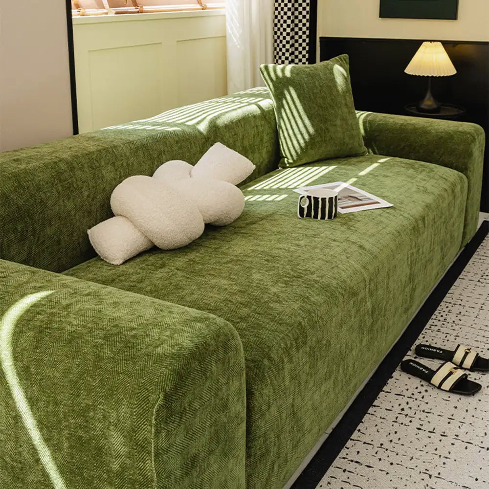 Herringbone Full Coverage Scratch-Resistant Sofa Protection Magic Stretch Cozy Couch Cover