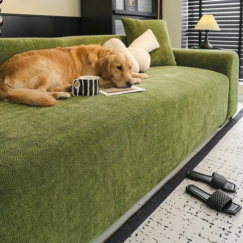 Herringbone Full Coverage Scratch-Resistant Sofa Protection Magic Stretch Cozy Couch Cover