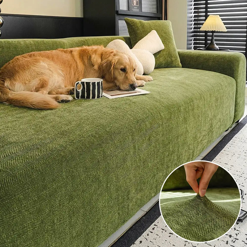 Herringbone Full Coverage Scratch-Resistant Sofa Protection Magic Stretch Cozy Couch Cover