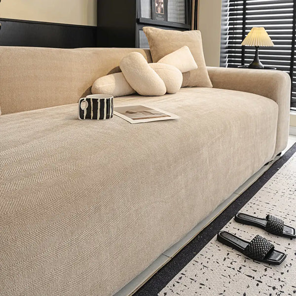 Herringbone Full Coverage Scratch-Resistant Sofa Protection Magic Stretch Cozy Couch Cover