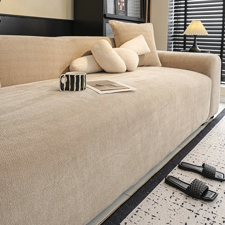 Herringbone Full Coverage Scratch-Resistant Sofa Protection Magic Stretch Cozy Couch Cover