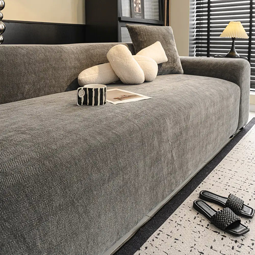 Herringbone Full Coverage Scratch-Resistant Sofa Protection Magic Stretch Cozy Couch Cover