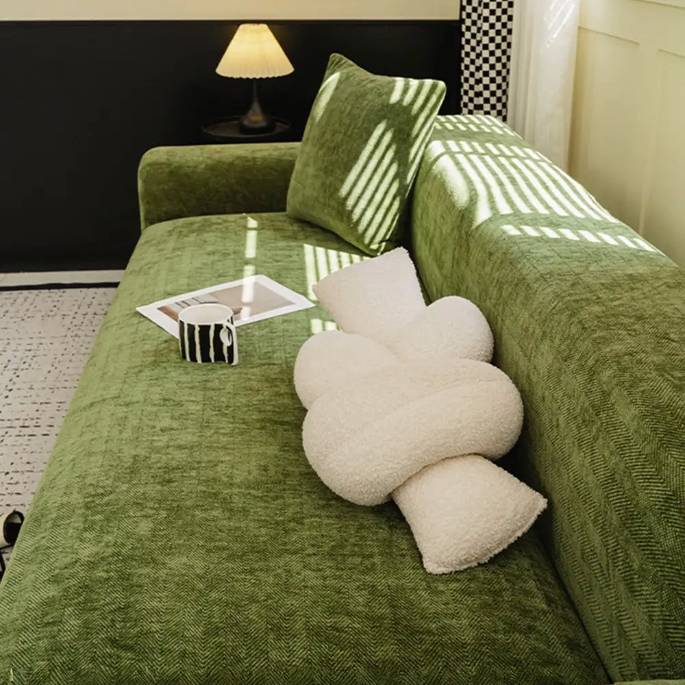 Herringbone Full Coverage Scratch-Resistant Sofa Protection Magic Stretch Cozy Couch Cover