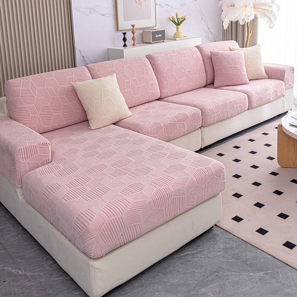 Honeycomb Pattern Water-resistant Stretch Full-Cover Magic Sectional All-Season Couch Cover