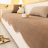 Minimalist Herringbone Chenille Non-Slip Wavy Edge Classic Couch Cover