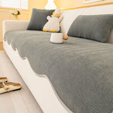 Minimalist Herringbone Chenille Non-Slip Wavy Edge Classic Couch Cover