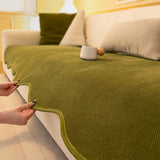 Minimalist Herringbone Chenille Non-Slip Wavy Edge Classic Couch Cover