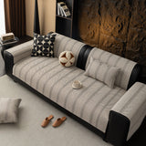 Minimalist Herringbone Weave Breathable Faux Linen All-Season Anti-Slip Couch Cover
